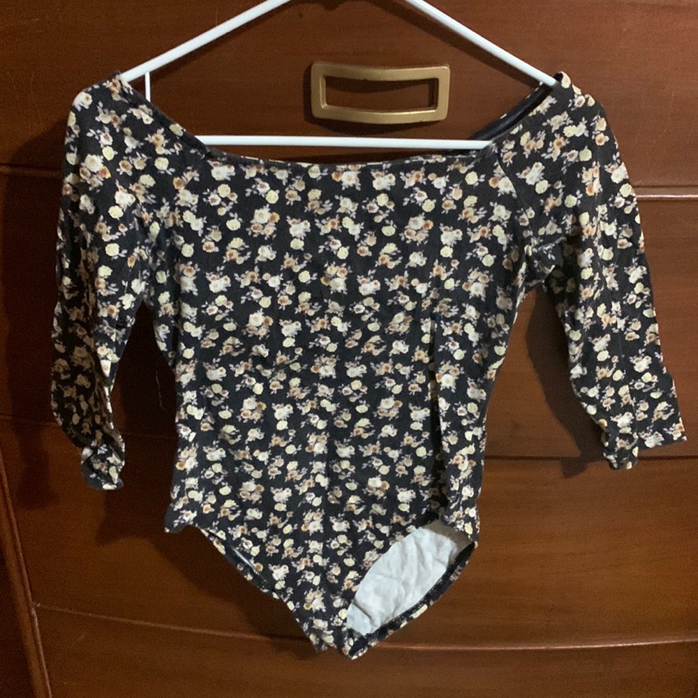 Black floral body suit